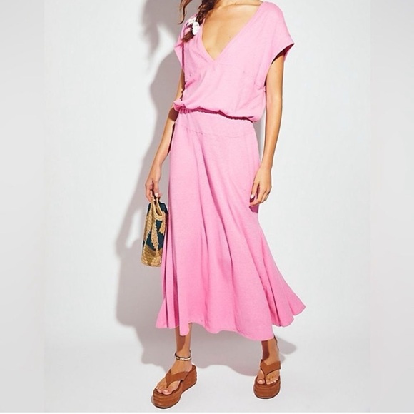 Free People Dresses & Skirts - FP BEACH Free People Marlo Midi Dress Pockets Rose Bloom pink